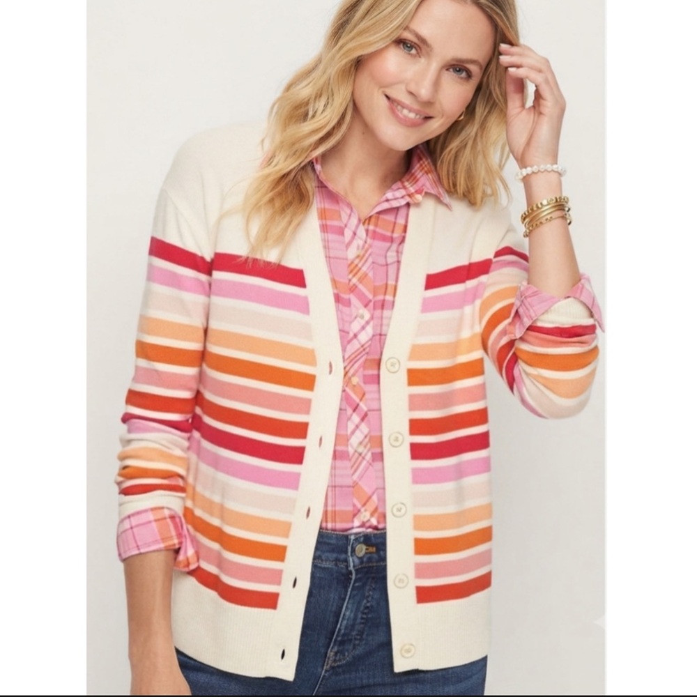 NWT Talbots Vibrant Striped Cardigan